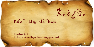 Kürthy Ákos névjegykártya